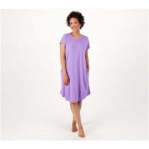 Cuddl Duds Jade Infused T-Shirt Dress Iris Purple,Medium